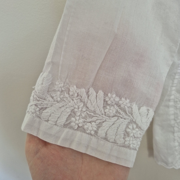 Violet Ruby Women’s White Embroidered Cotton Boho Blouse – Size S - Picture 4 of 7